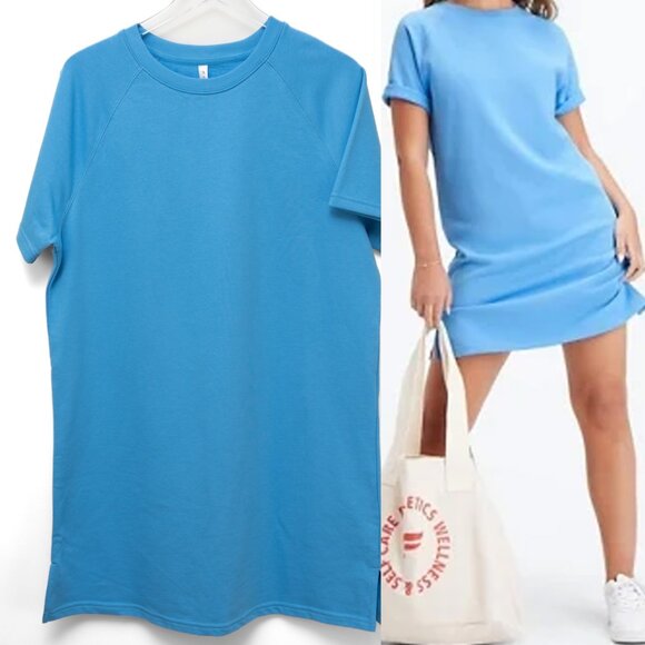 Fabletics Dresses & Skirts - Fabletics Terry Mini Dress Short Sleeve Casual Athleisure Blue Size Large New